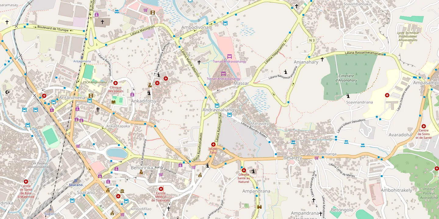 Map of the Andravoahangy neighbourhood, in Antananarivo